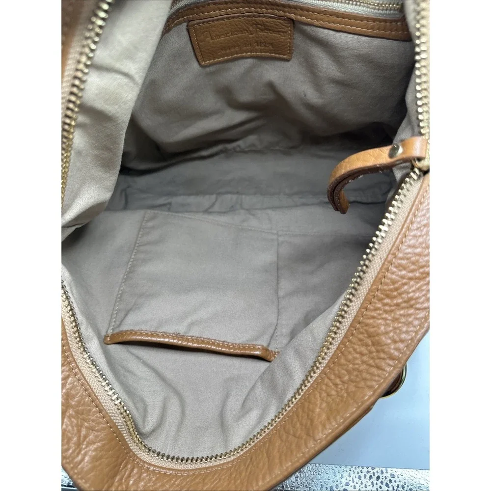 American Factory Brown Leather Satchel Tote Work‎ Travel Bag 12x14